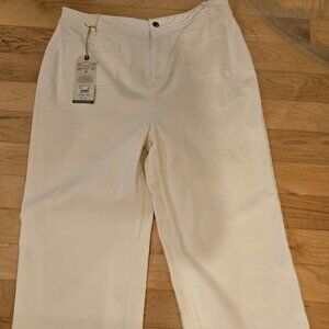 Fat face Keswick Wide Leg ankle Crop high waisted Jeans stretchy 14R white